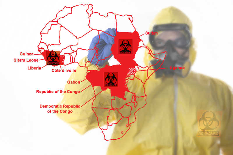 正在研究埃博拉病毒的全副武装科研人员