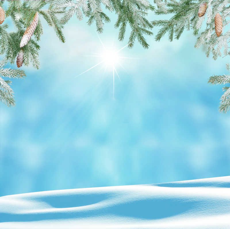 冬季美丽的雪景卡通画