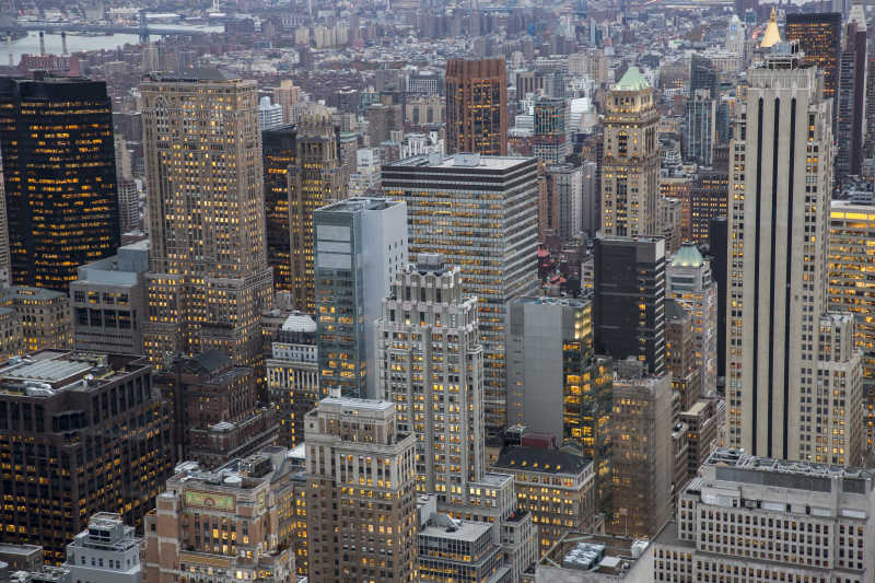 纽约的摩天大楼俯视图