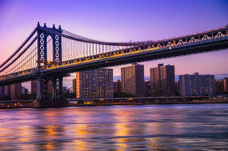 日落时分的曼哈顿桥