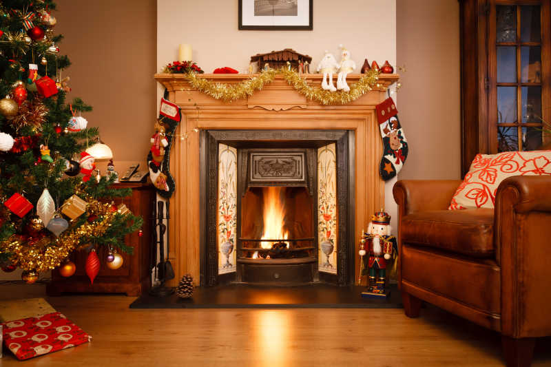 圣诞节客厅暖炉