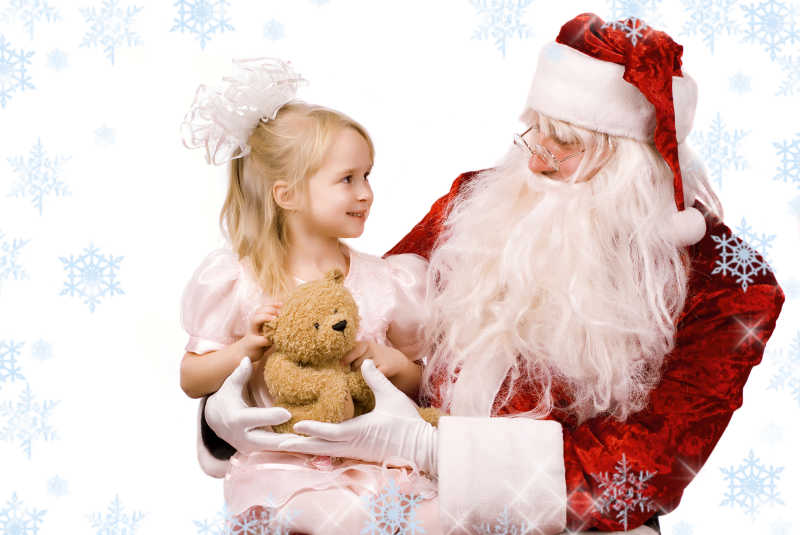 圣诞老人抱着小女孩