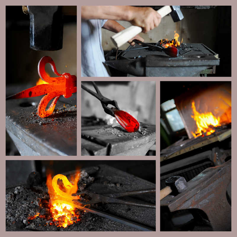 工匠锻造铁器工艺过程