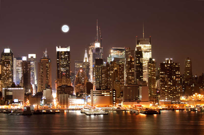 纽约市中心曼哈顿天际线