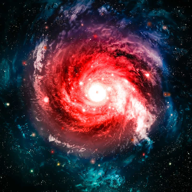 美丽的红色旋涡星系