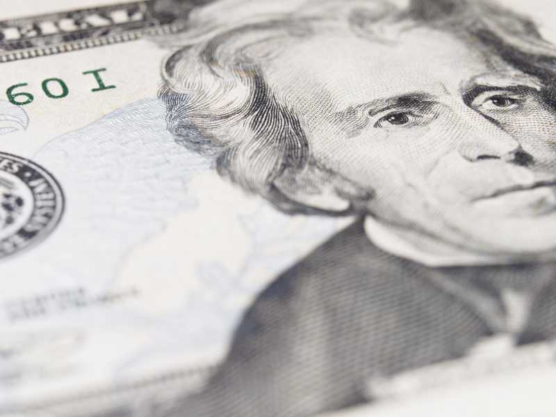 美元钞票上的总统安德鲁·杰克逊