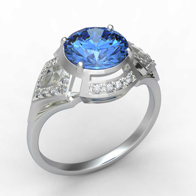 蓝色钻石戒指