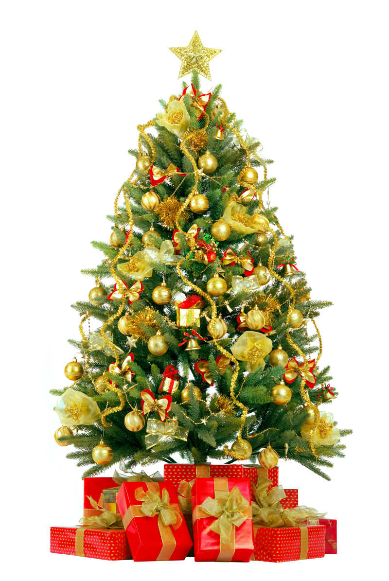 圣诞彩灯装饰圣诞树