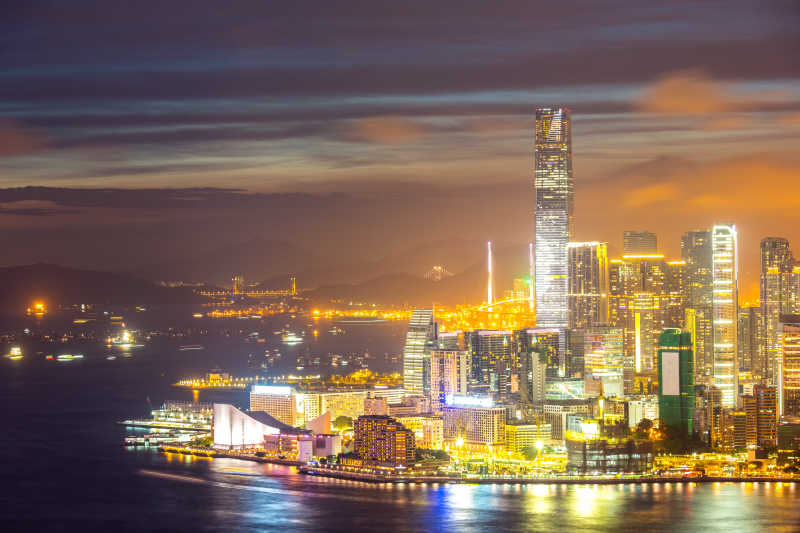 香港城市的黄昏