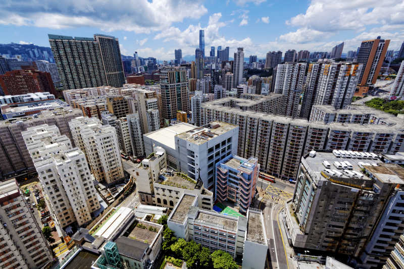 俯视下的香港城市建筑