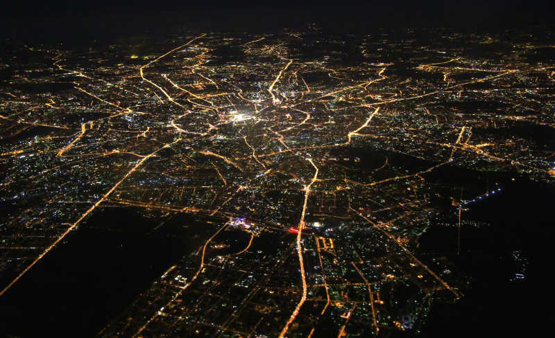 莫斯科夜间鸟瞰图