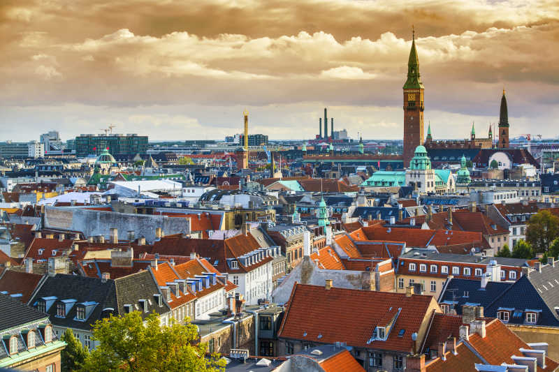 从空中看丹麦城市景色