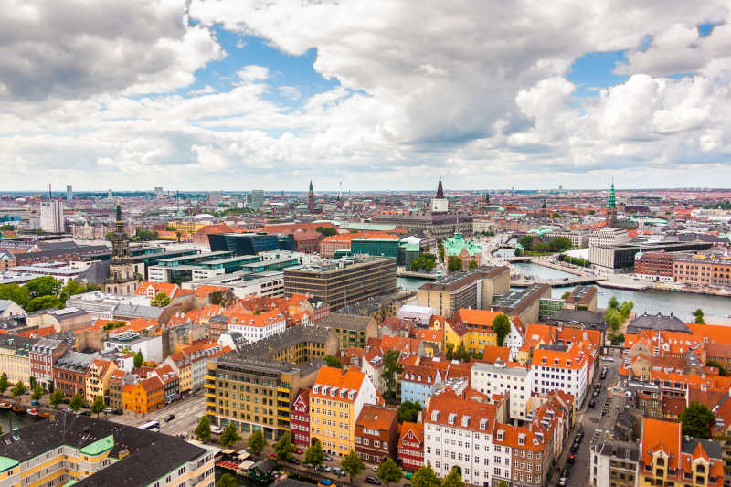 俯瞰美丽的哥本哈根城市