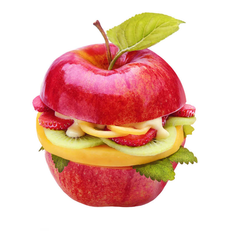 创造健康的多汁的苹果汉堡