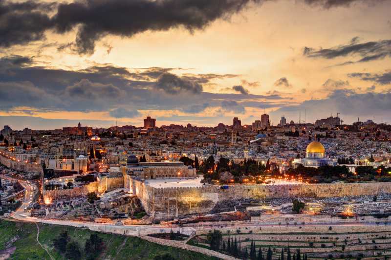 以色列耶路撒冷老城和圣殿山的天际线