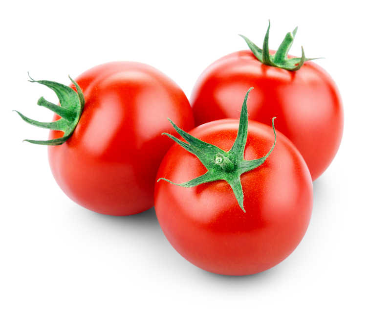 三个新鲜的红番茄