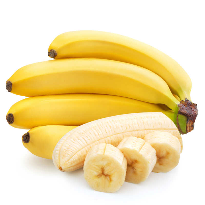 新鲜黄色香蕉与拨开的香蕉