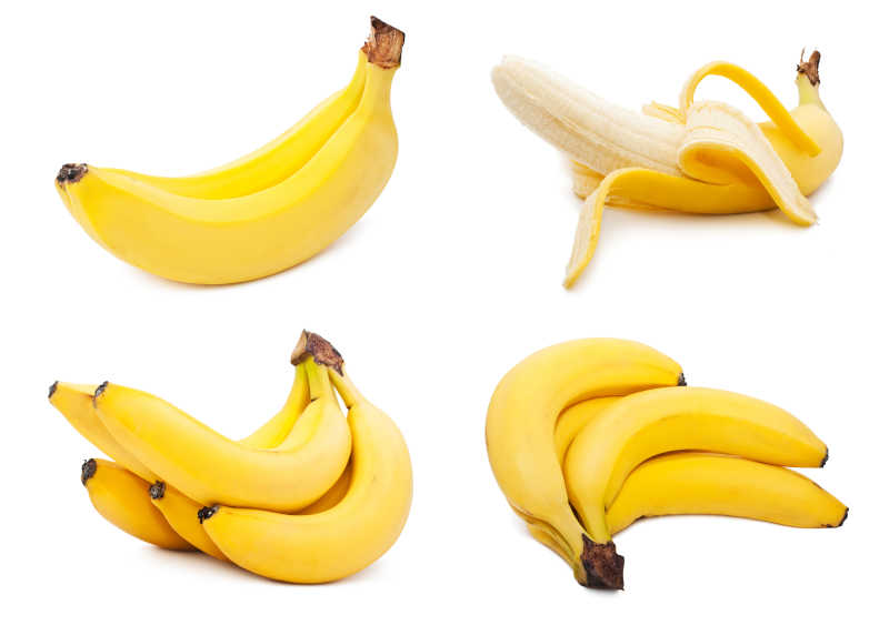 白色背景上的黄色香蕉