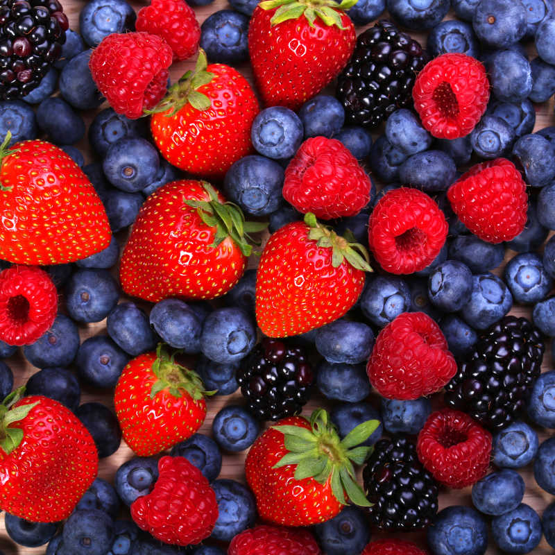 混合草莓蓝莓覆盆子和黑莓