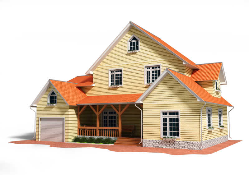橘黄色的3D房子
