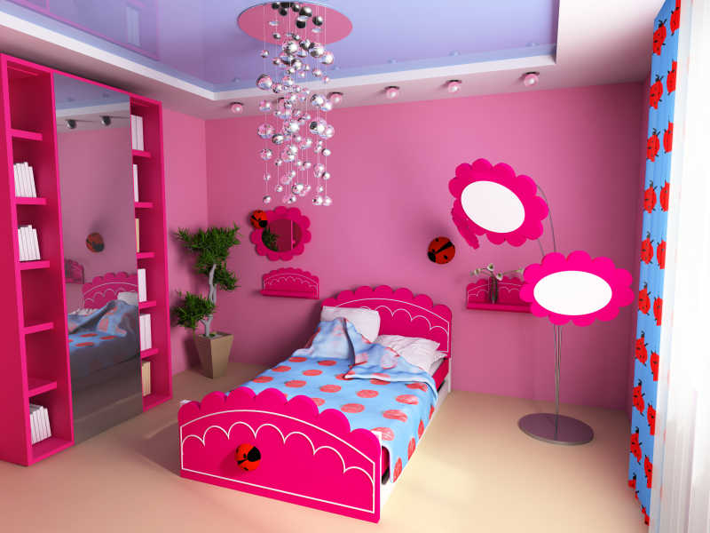 粉红色的儿童房