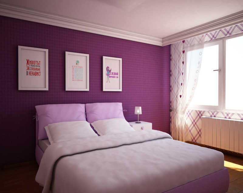 紫色调的卧室装修