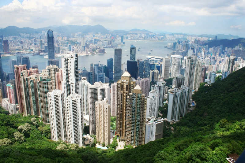 俯视下香港的城市建筑
