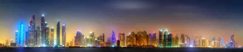 迪拜滨海湾全景建筑