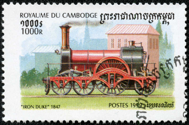 柬埔寨印着火车图案的邮票