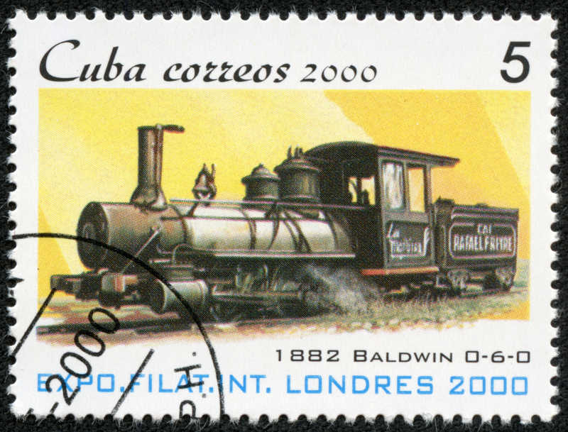 印着蒸汽火车头的邮票