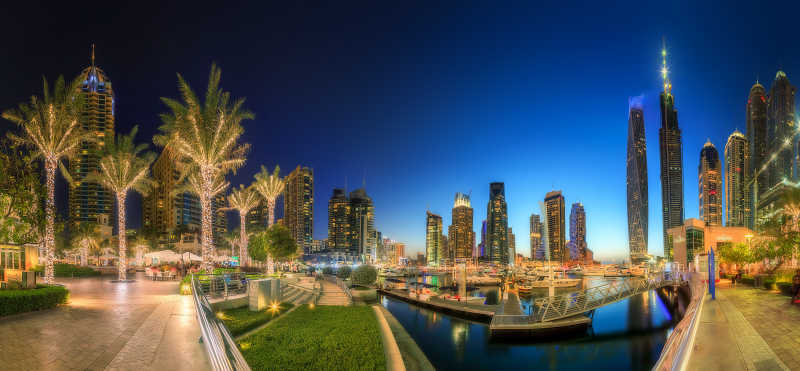 迪拜海湾风景全景