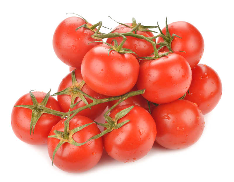 白色背景下的新鲜番茄