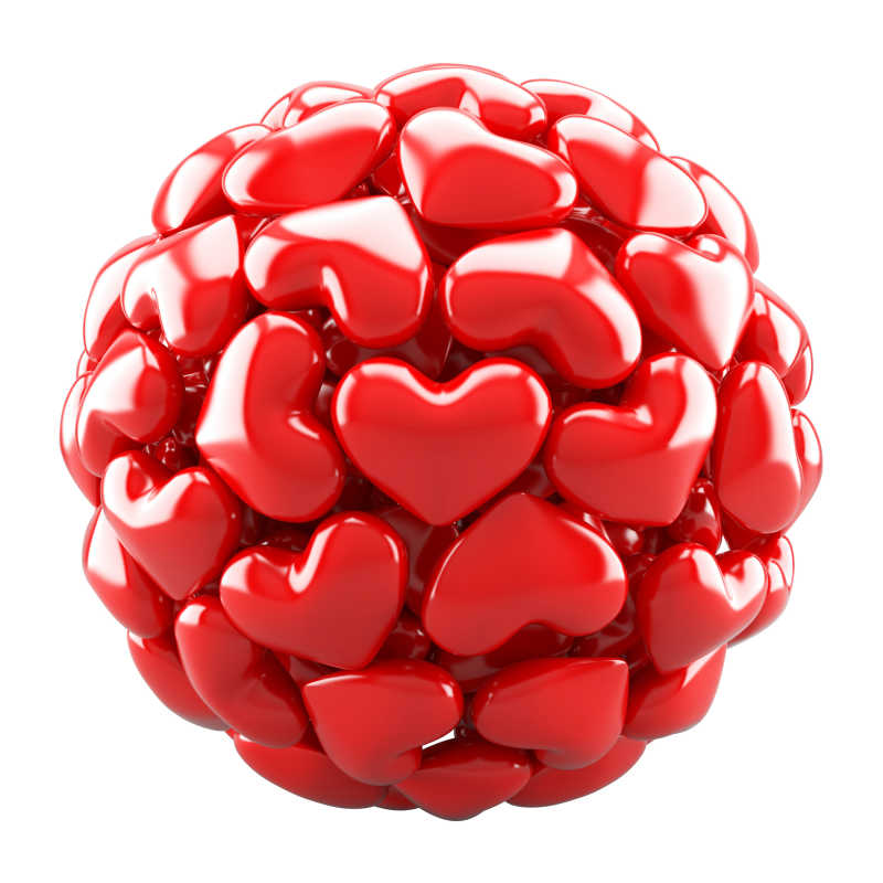 红色红心组成的球形