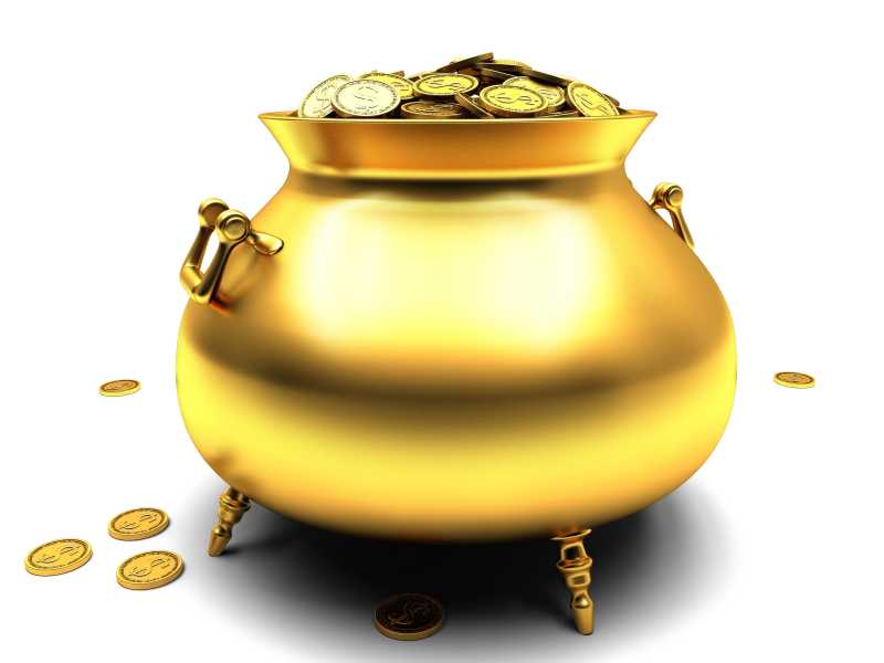 金色存钱罐里的金币