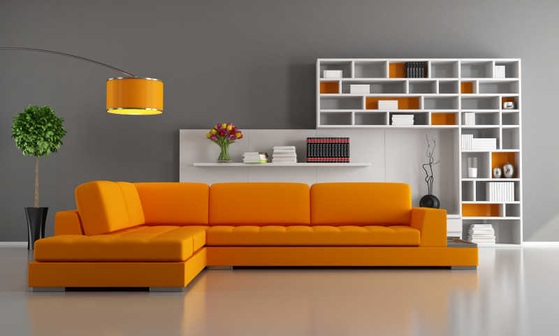 橙棕色客厅设计