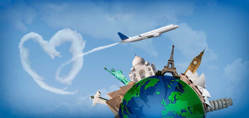 飞机世界旅游概念