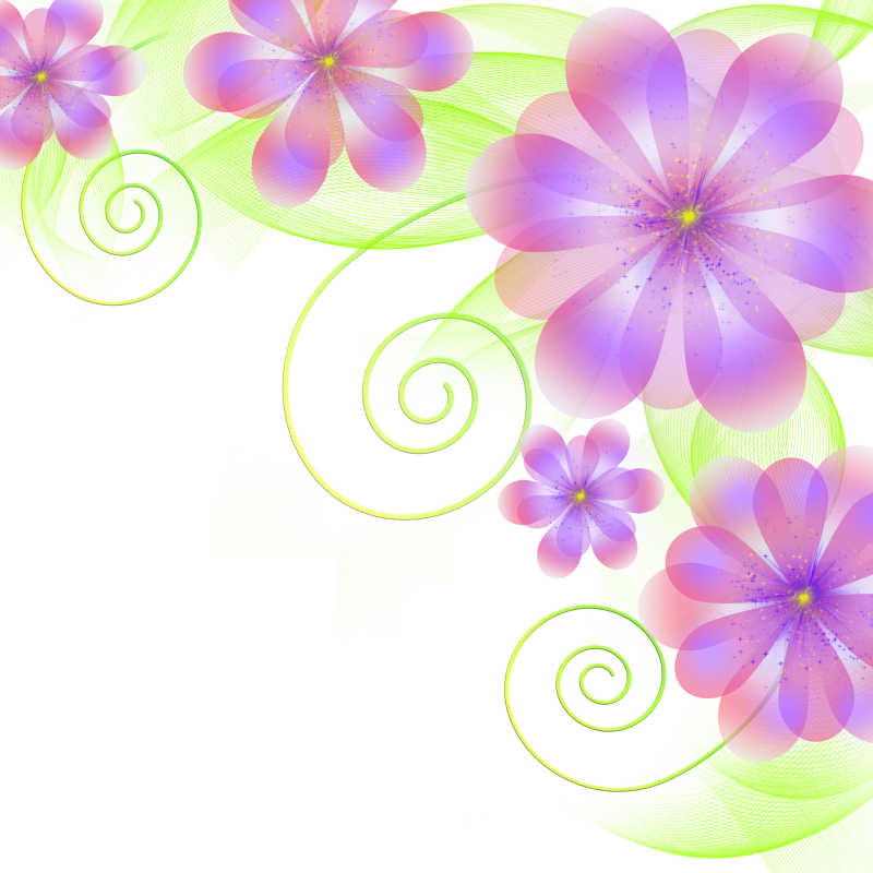 白色背景下的紫色的花瓣图案