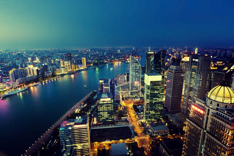 上海长江两岸城市夜景