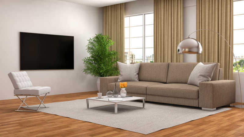 现代室内浅棕色沙发