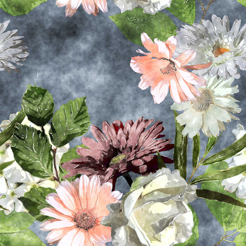 水彩绘制的野菊花
