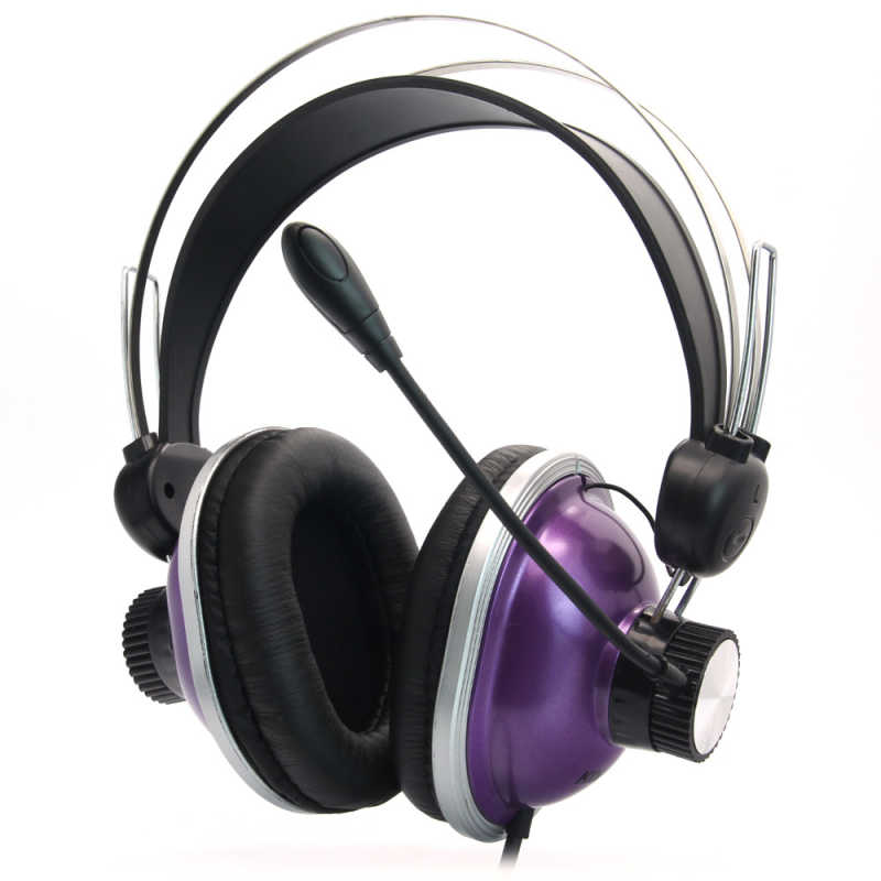 紫色带耳麦耳机