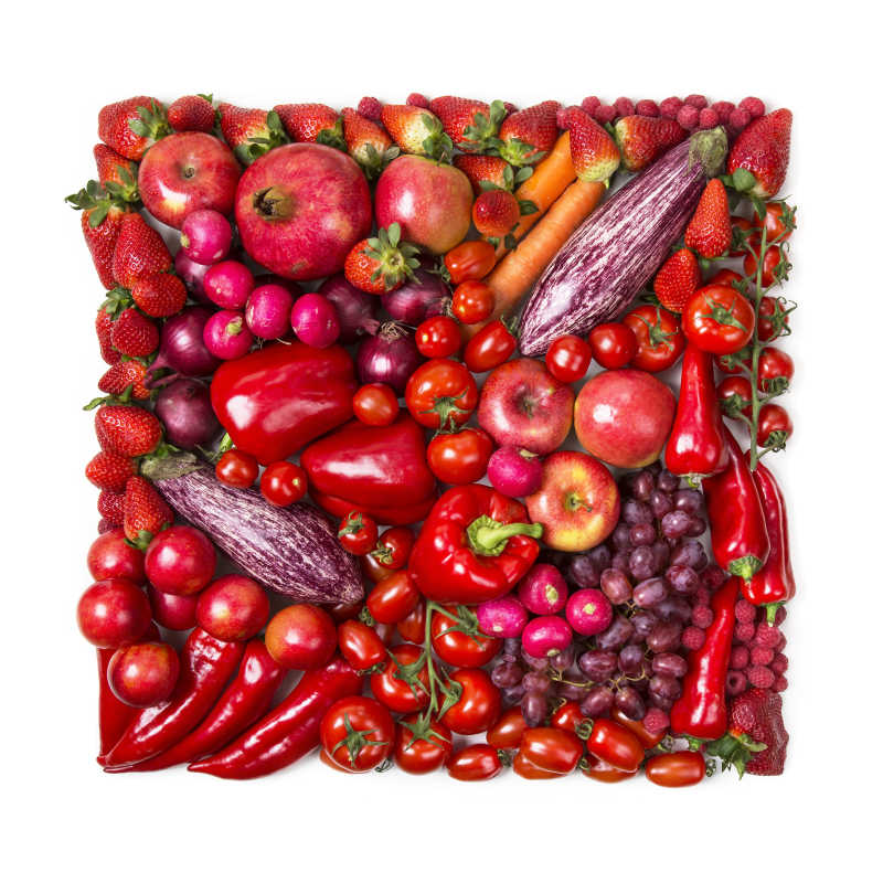 正方形的红色蔬菜水果