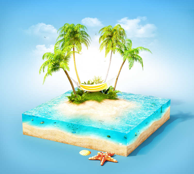 热带岛屿3D艺术模型