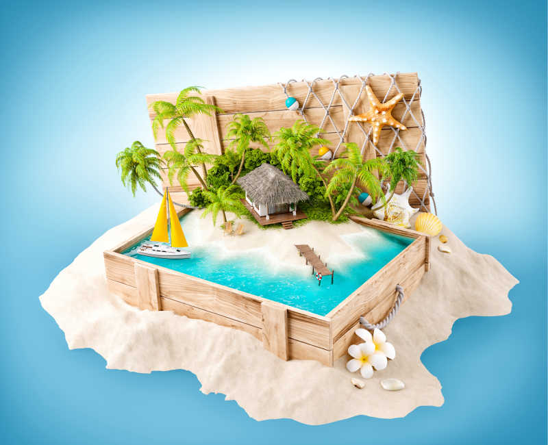 奇妙的3D热带岛屿模型
