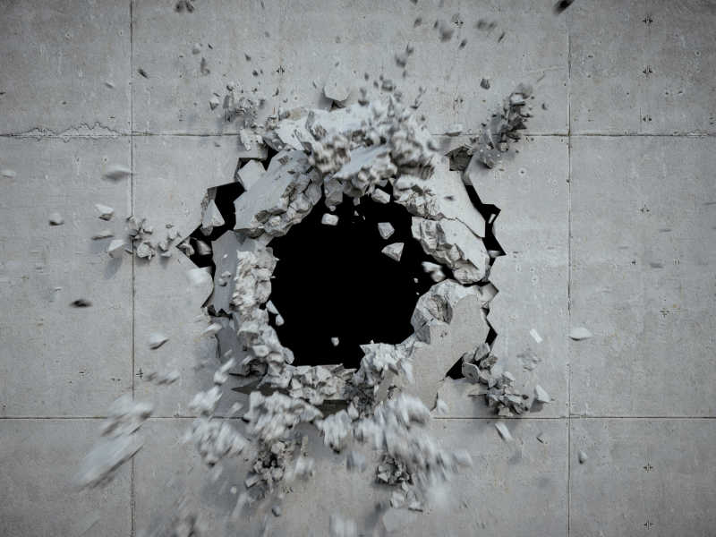 爆炸后的混凝土墙壁背景