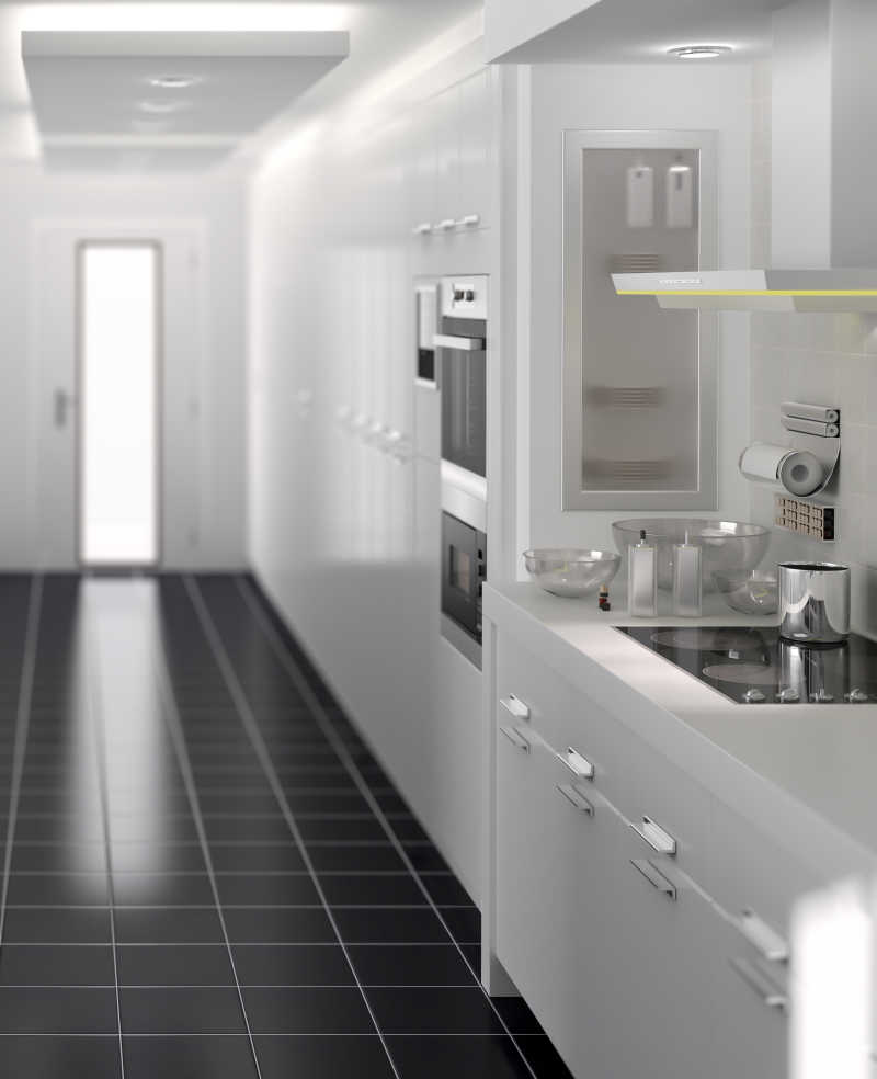 现代化白色厨房设计