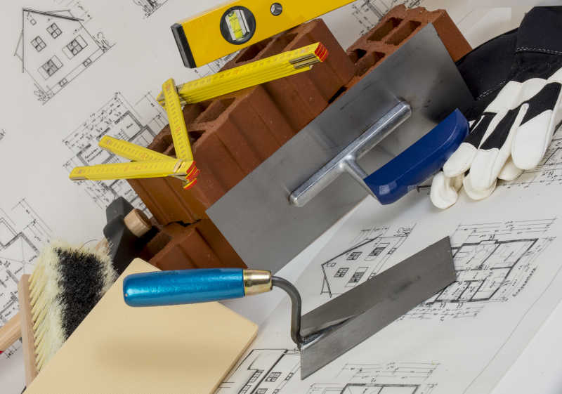 建筑图纸和建筑工具