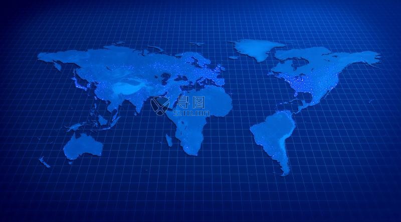 蓝色背景中的数字世界地图