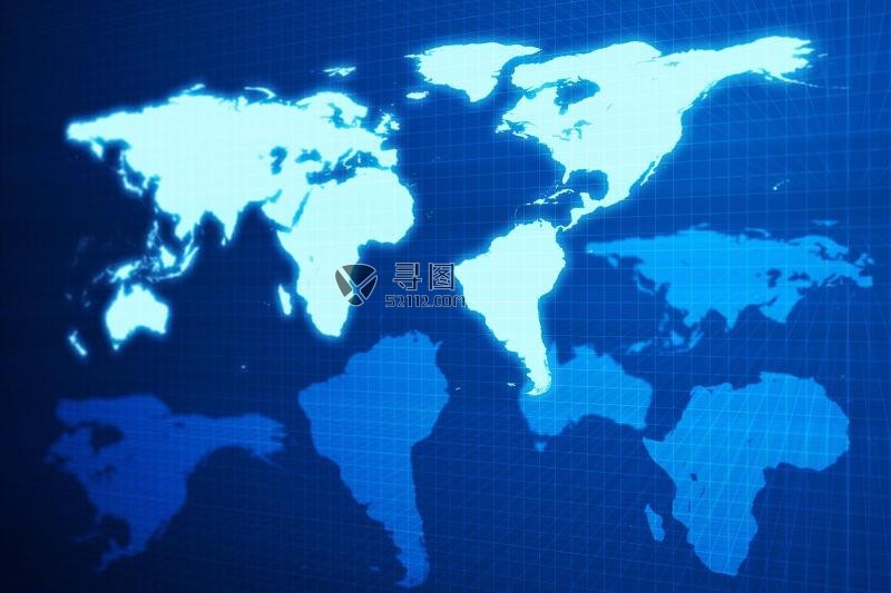 蓝色背景中数字世界地图