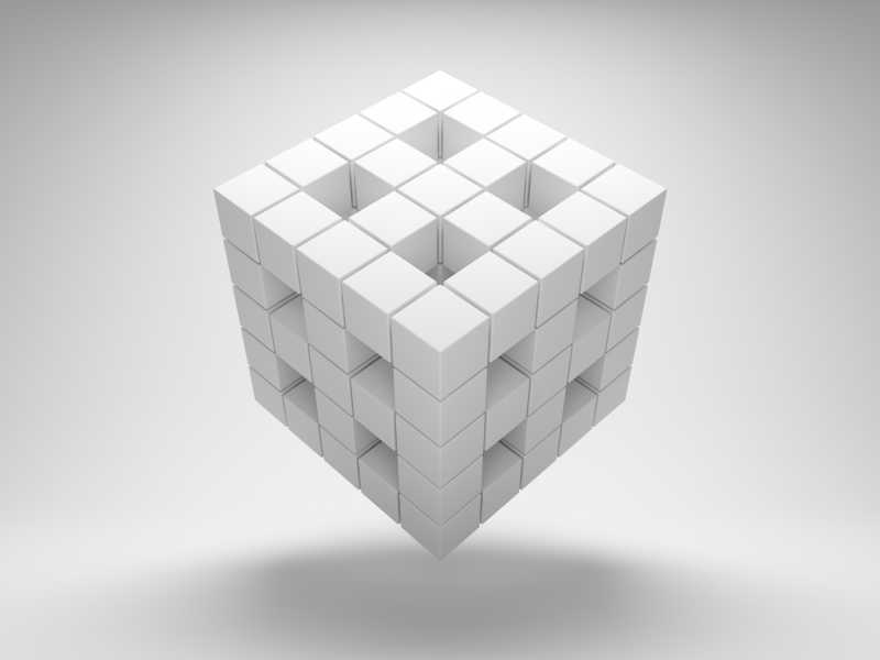 白色背景下的白色立方体的设计几何学